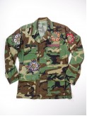 BDU camouflage shirt jacket with tattoo flowers