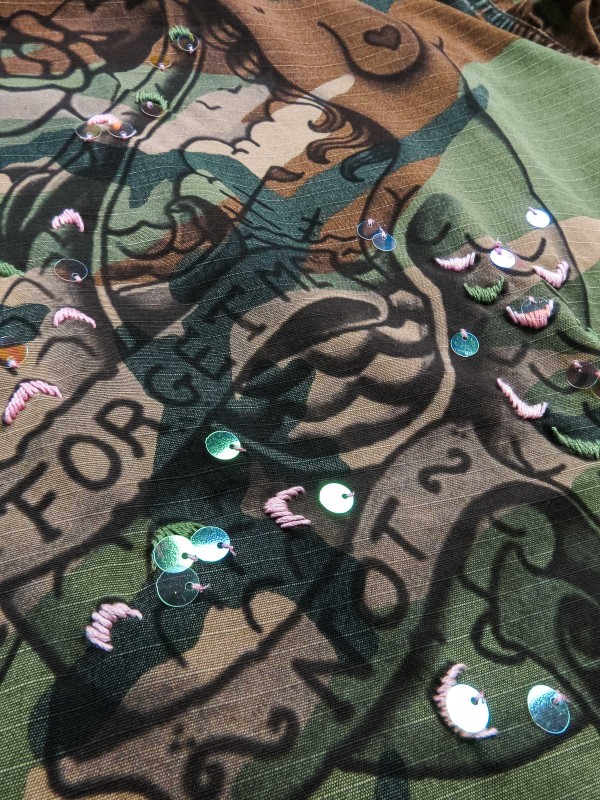 BDU camouflage shirt jacket with Mermaid tattoo