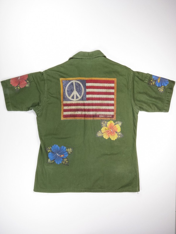 American military shirt with hibiscus