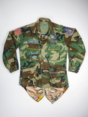 BDU camouflage shirt jacket with foulard back