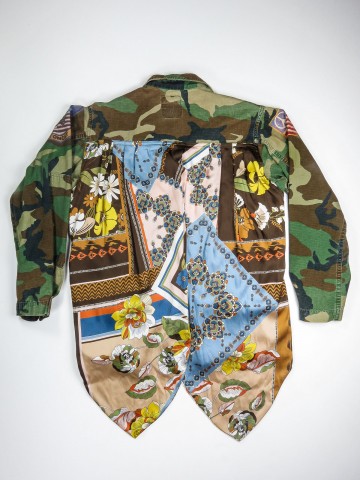 BDU camouflage shirt jacket with foulard back