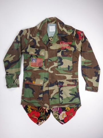 BDU camouflage shirt jacket with foulard back