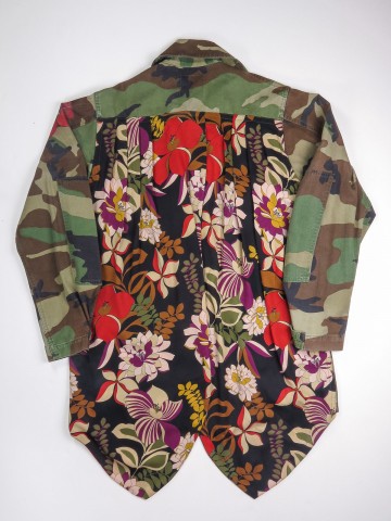 BDU camouflage shirt jacket with foulard back