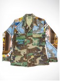 BDU camouflage shirt jacket with foulard sleeves