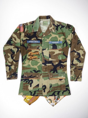 BDU camouflage shirt jacket with foulard back