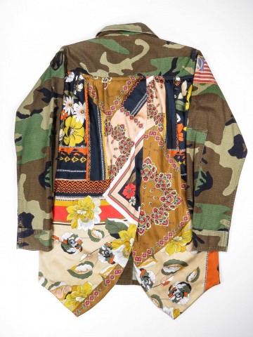BDU camouflage shirt jacket with foulard back