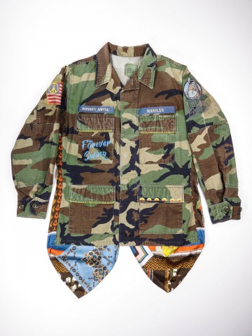 BDU camouflage shirt jacket with foulard back