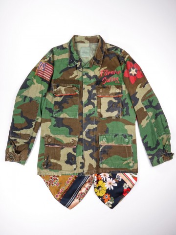 BDU camouflage shirt jacket with foulard back