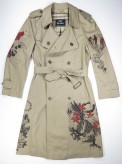 Sand trench coat with japanese tattoos