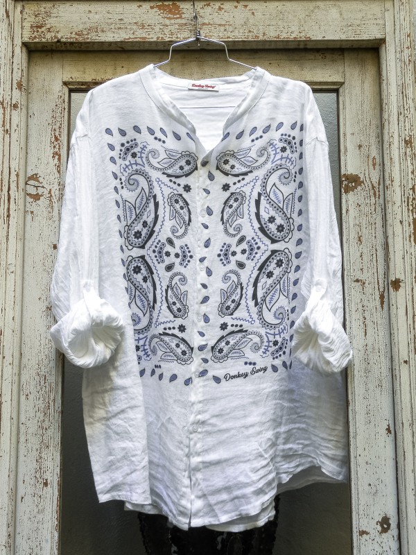 Oversize Linen Shirt with Bandana Design