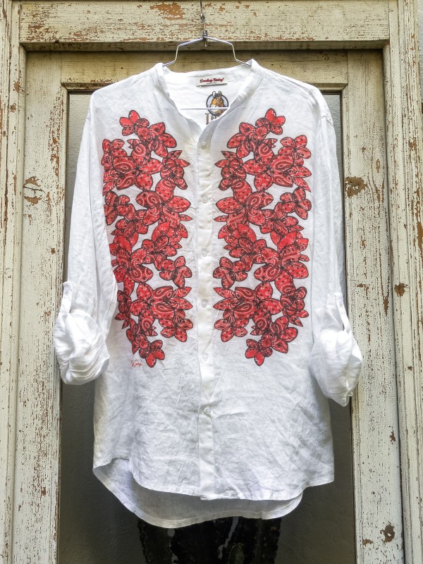 Camicia Lino con Fiori Bandana