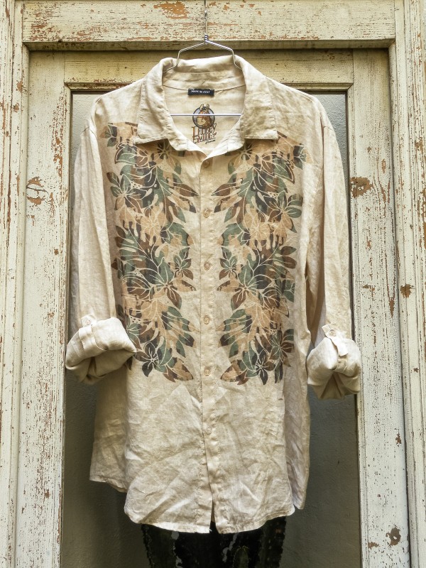 Camicia Lino con Fiori Mimetici