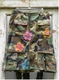 BDU Camouflage Skirt with Hibiscus Flowers