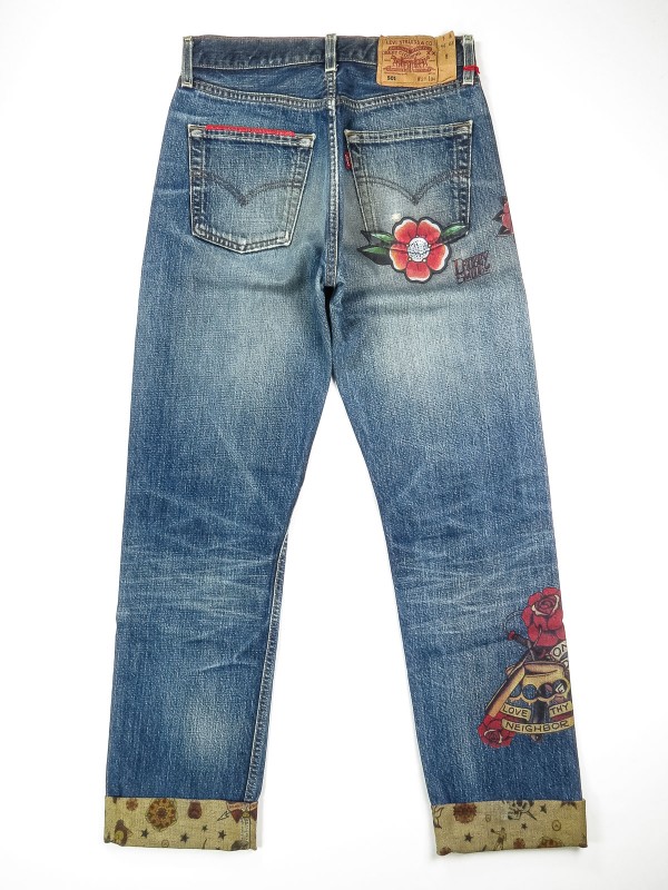 Levi's 501 jeans with old school tattoo