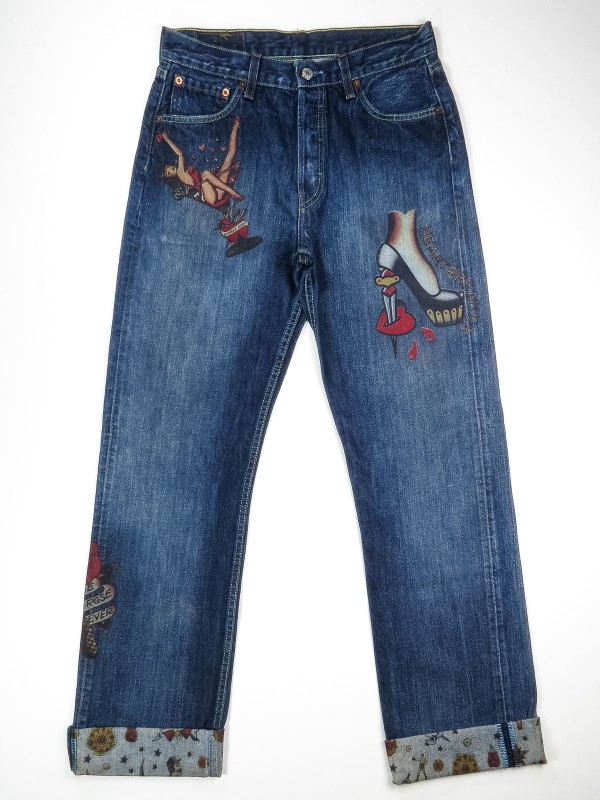 Levi's 501 jeans with old school tattoo