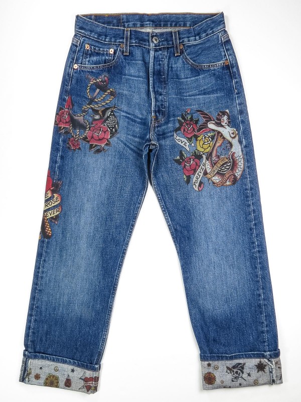 Jeans Levi's 501 con tattoo old school