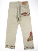 Levi's 501 beige jeans with old school tattoo