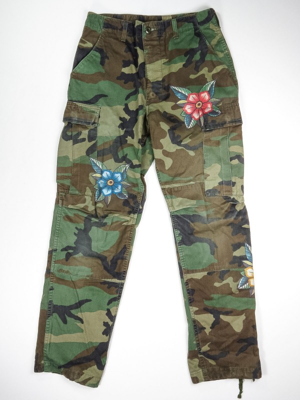 BDU camo pants with old school flowers